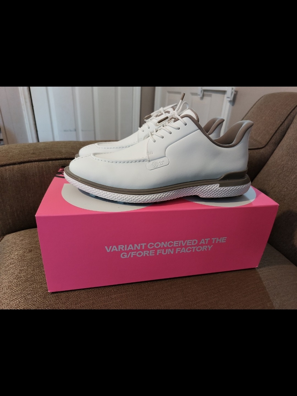 G/FORE Men's White Leather Split Toe Golf Shoes
